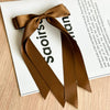 Long Double Bow Satin Hair Clip - Brown
