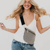 Keara Woven Crossbody Bag- Checkered Black