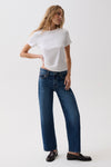 Lexi Mid Rise Bowed Straight Jean - Moonwave