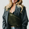 Keara Woven Crossbody Bag - Olive Suede