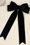 Luxe Black Velvet Bow Ribbon Hair Clip