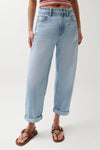 Donny Rolled Hem Boyfriend Jeans - Old Blue