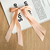 Long Double Bow Satin Hair Clip - Peach