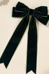 Luxe Dark Green Velvet Bow Ribbon Hair Clip