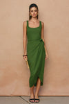 Meridian Isle Tulip Hem Midi Wrap Dress - Ibiza Green
