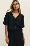 La Belle Linen Top - Black