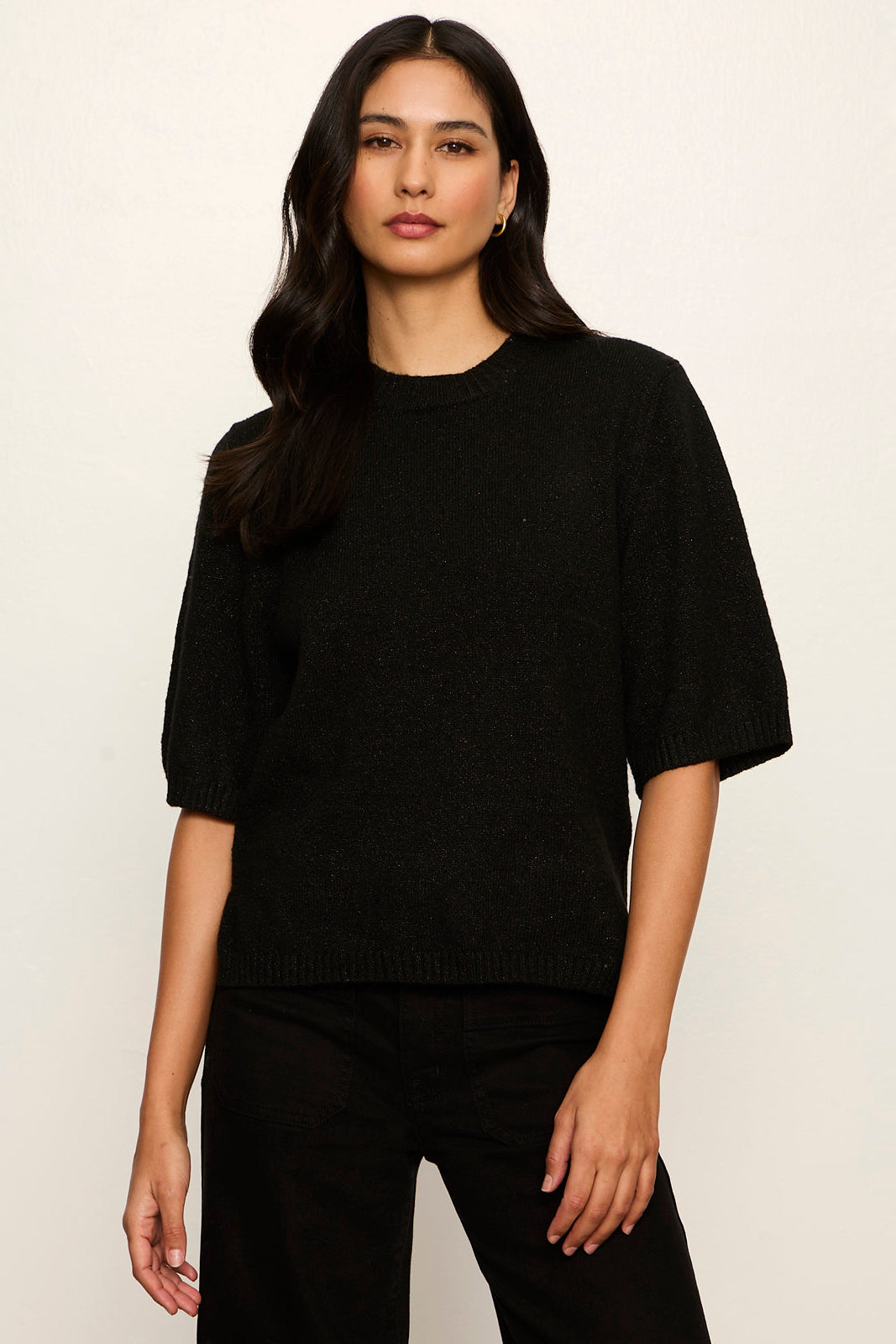 Perfect Sequin Sweater Tee in Black, back view