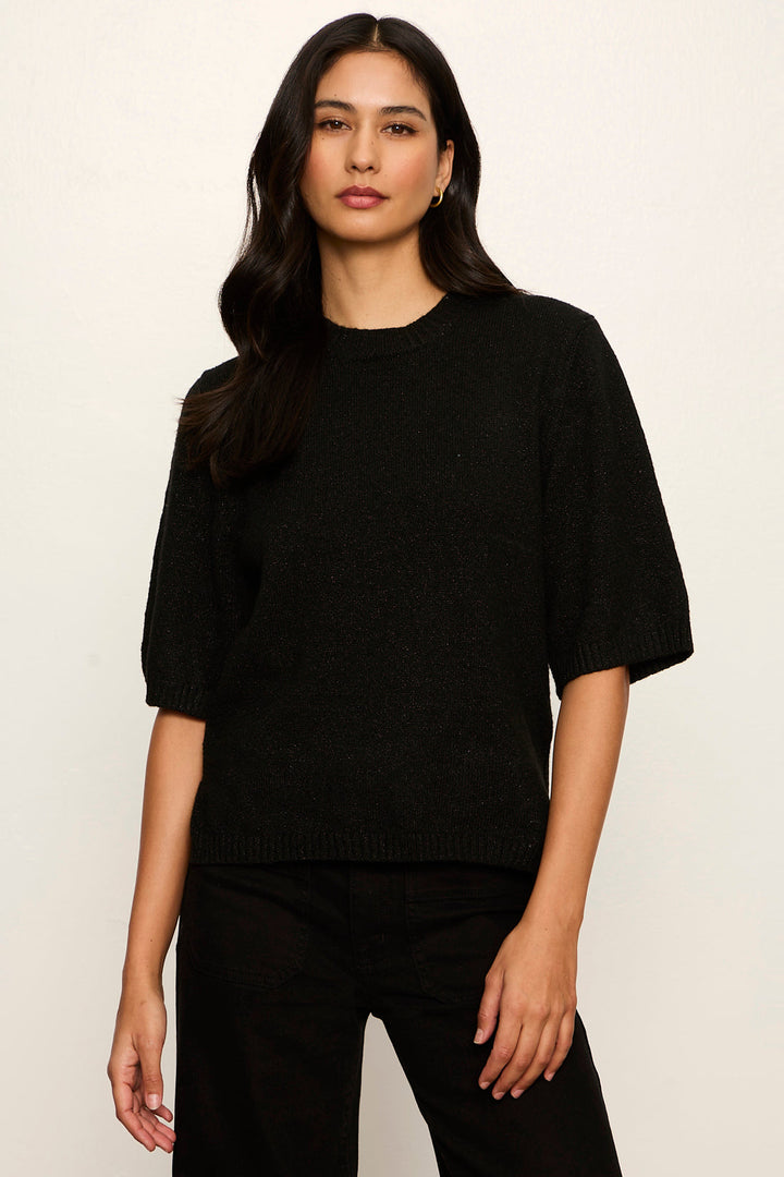 Perfect Sequin Sweater Tee in Black, back view