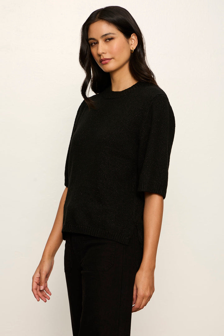 Perfect Sequin Sweater Tee in Black, full body
