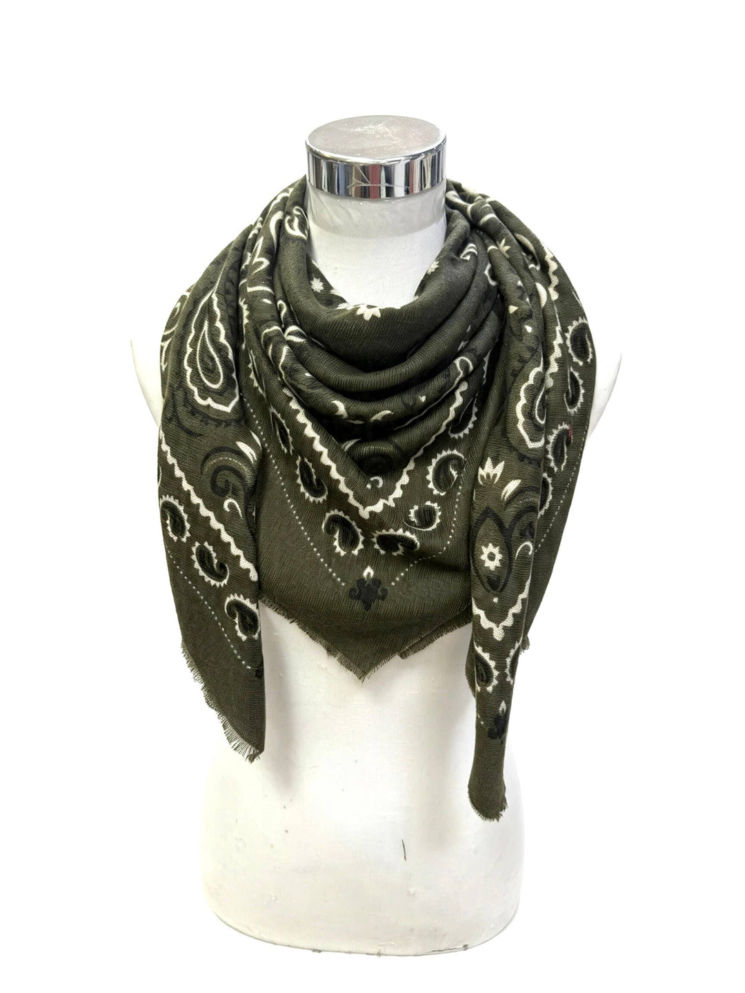 K21 Large Woolen Square Bandana: Khaki