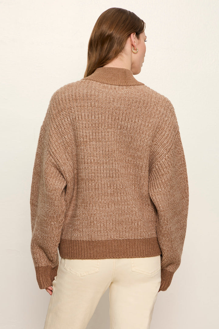 Sanctuary Zip Up Sweater Jacket Heather Cocoa back