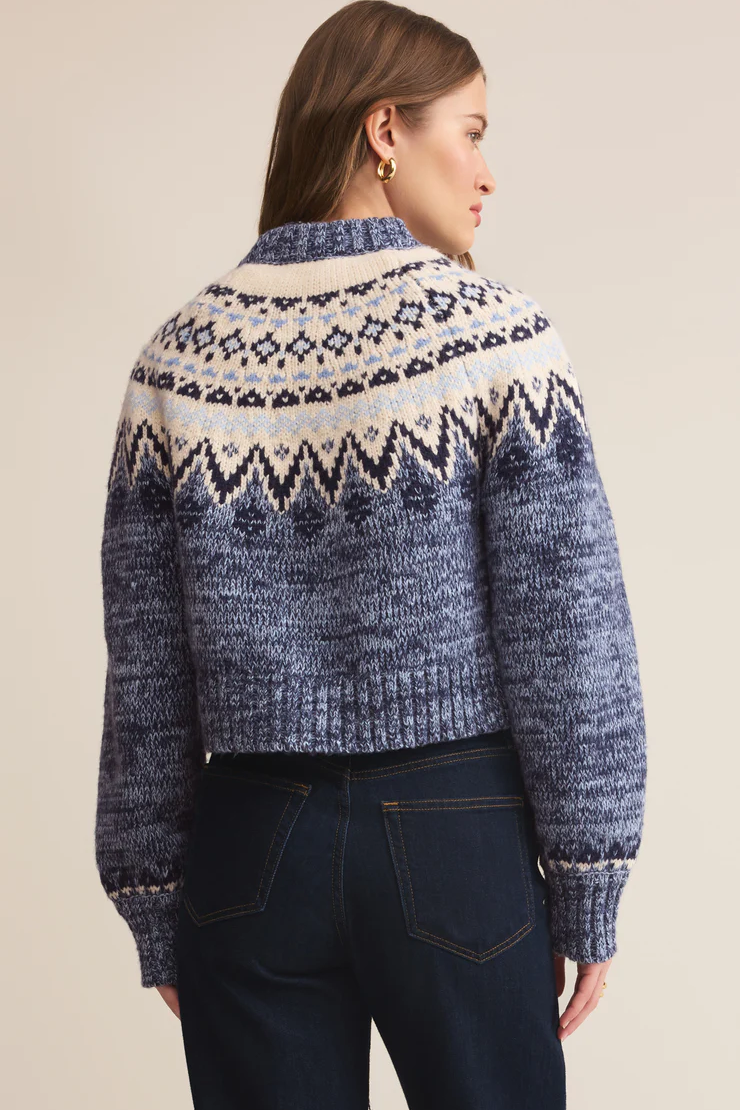 North Sea Fair Isle Cardigan - Blue Velvet Heather