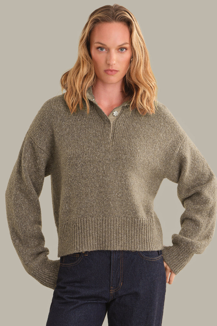525 America Wren Snap Front Henley Mushroom Melange front