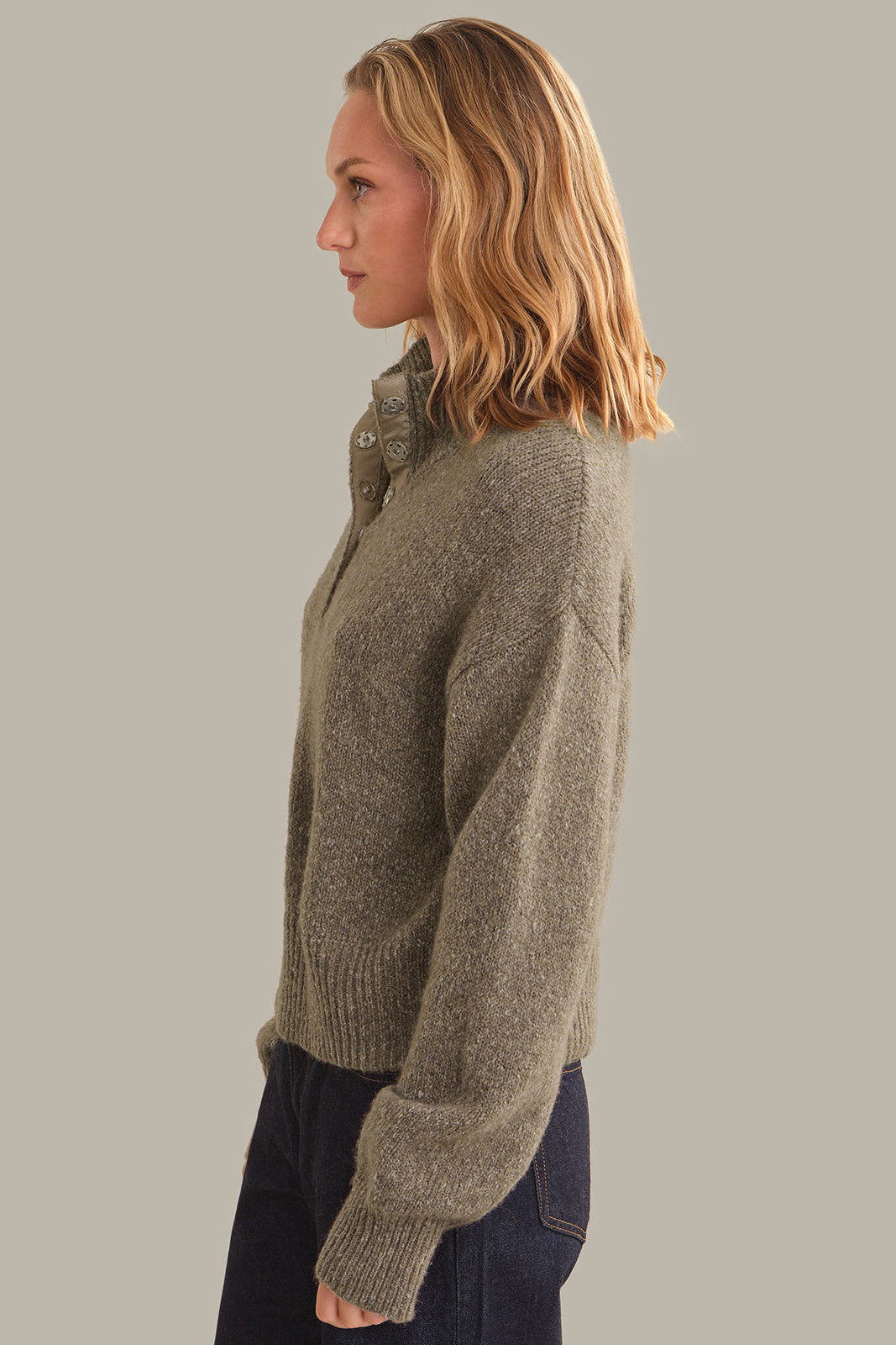 525 America Wren Snap Front Henley Mushroom Melange side