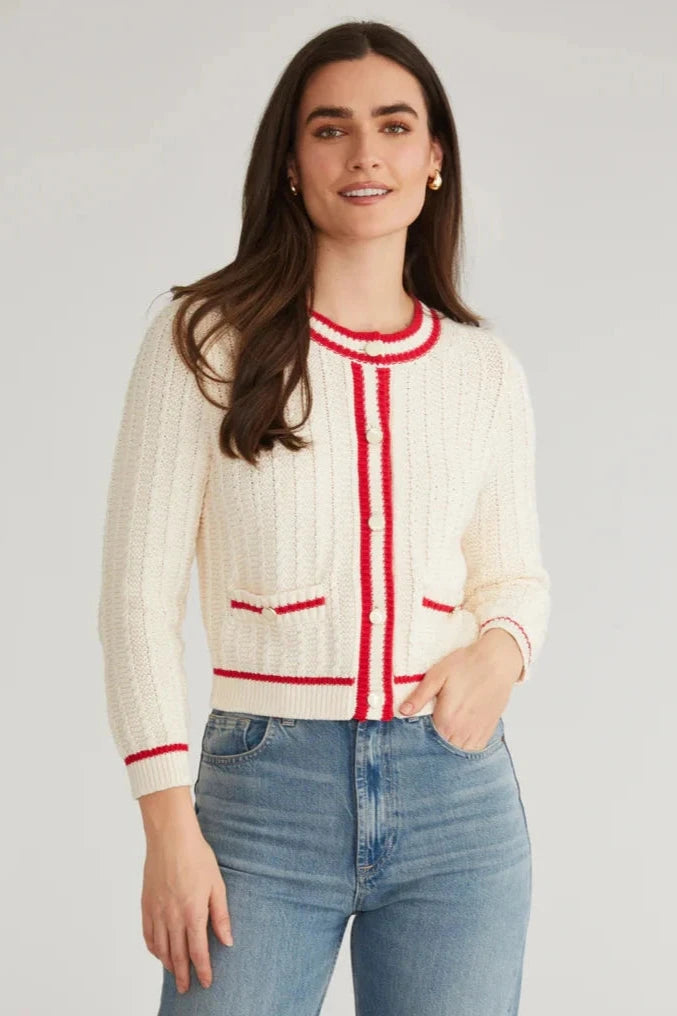 Laurel Crew Neck Trophy Cardi - Sea Salt Multi