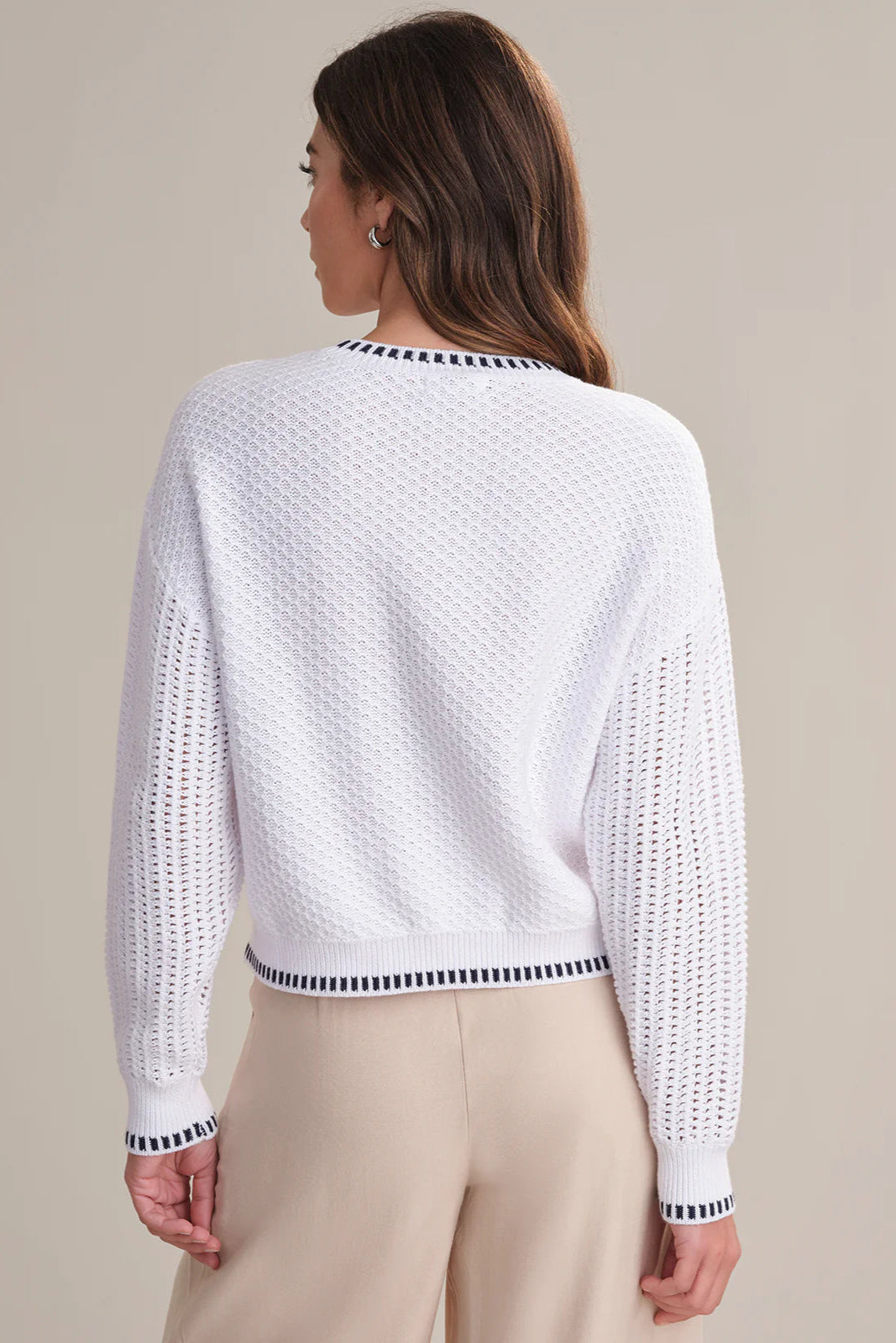 Woodwind Mixed Knit Crewneck Sweater - White