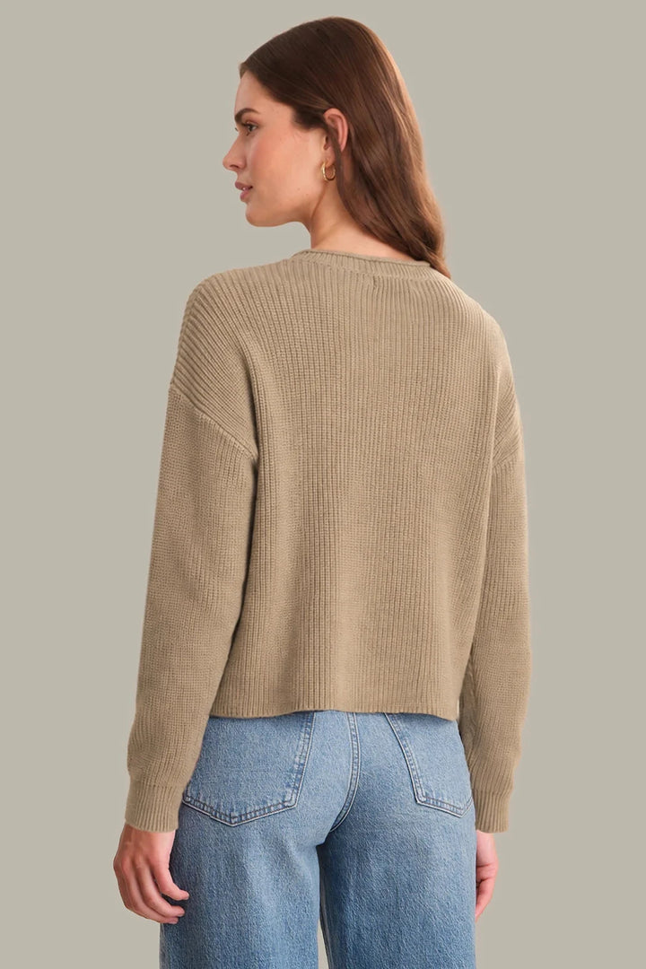Daphne Cropped Cotton Pullover - Mushroom