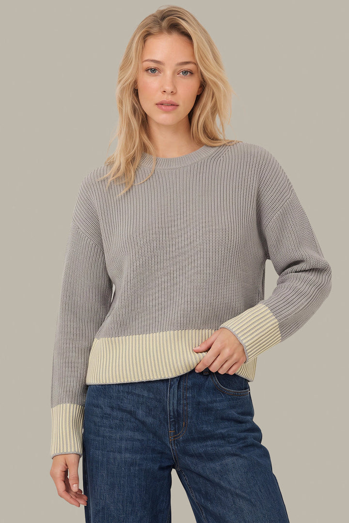 525 America Sienna Stripe Rib Pullover Grey Pearl front