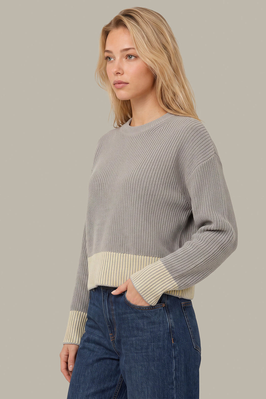 525 America Sienna Stripe Rib Pullover Grey Pearl side