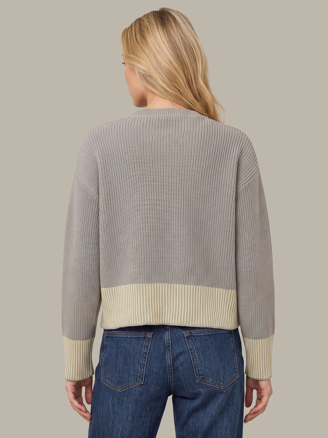 525 America Sienna Stripe Rib Pullover Grey Pearl back