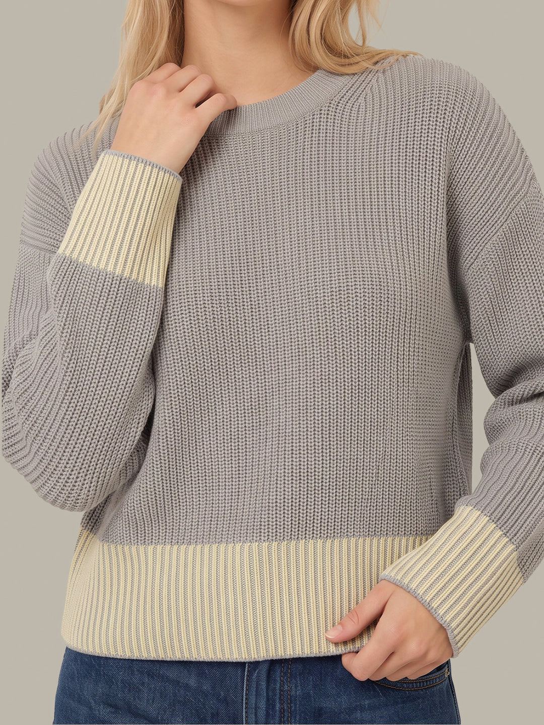 525 America Sienna Stripe Rib Pullover Grey Pearl detail