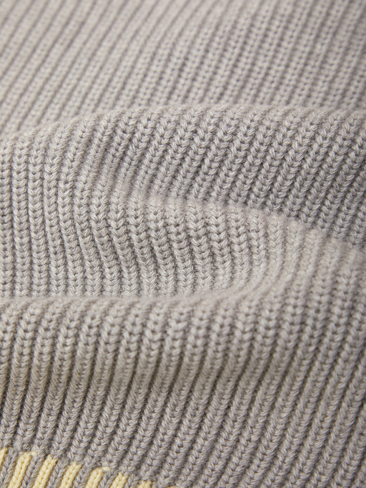 525 America Sienna Stripe Rib Pullover Grey Pearl styled