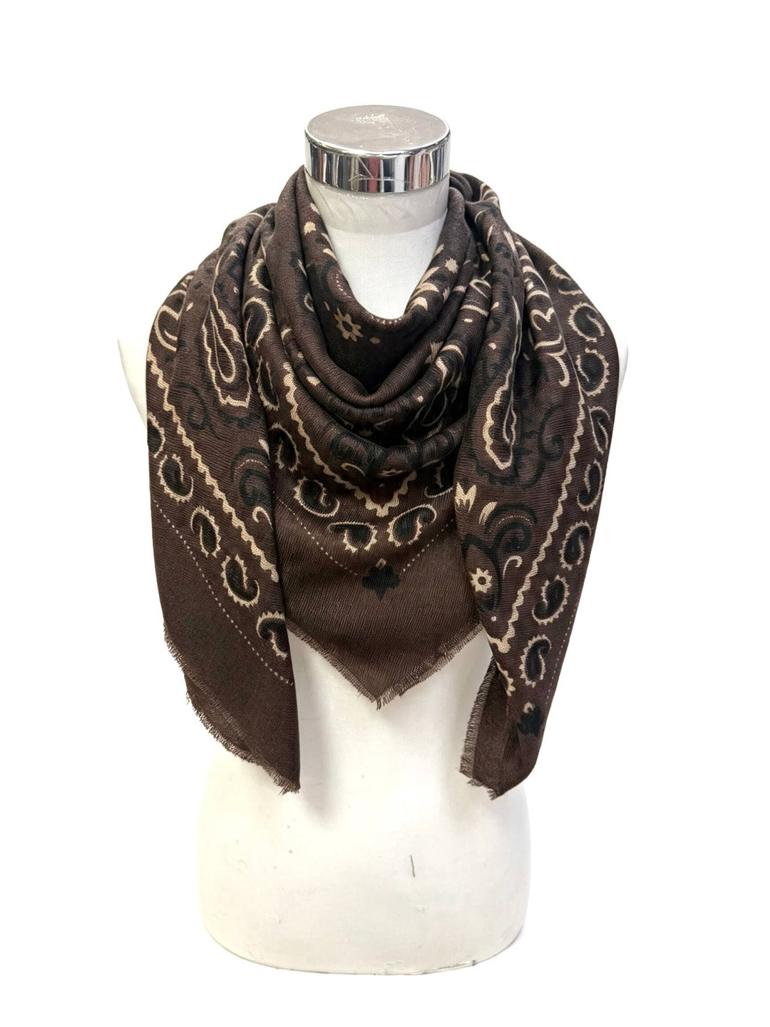 K21 Large Woolen Square Bandana: Khaki