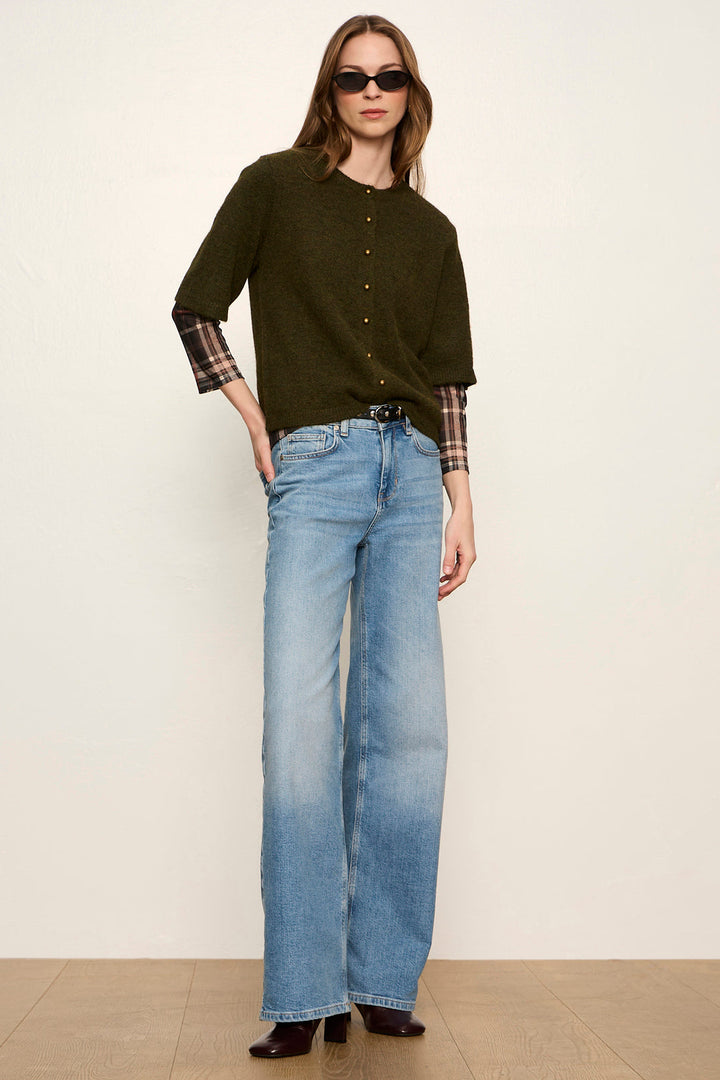Sanctuary Short Sleeve Cardigan Kalamata button detail