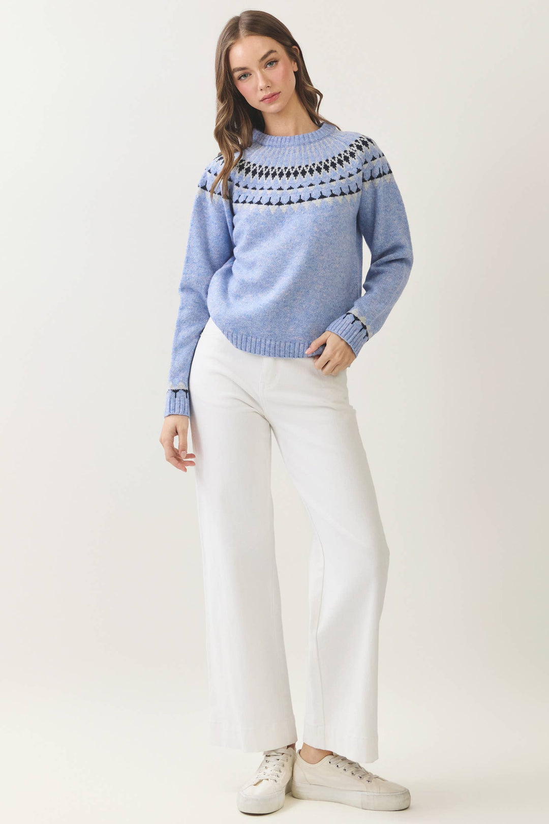 Piper Fair Isle Sweater - Light Blue