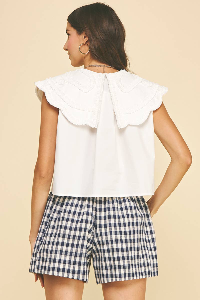 Julia Embroidered Collar Shirt - White