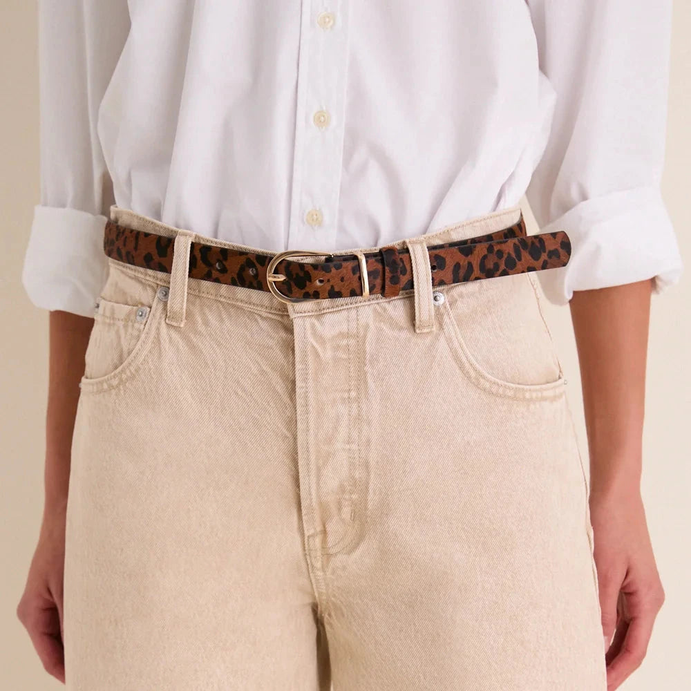 Clara Belt - Leopard Pony Leather/Gold