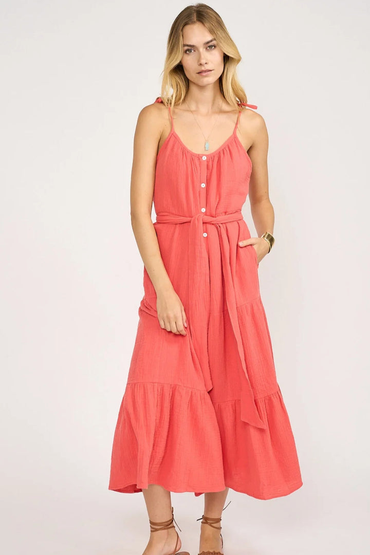 Siesta Gauze Dress - Guava