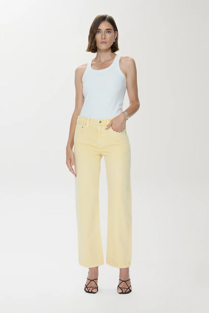 Lexi Mid Rise Bowed Straight Jean - Day Glow