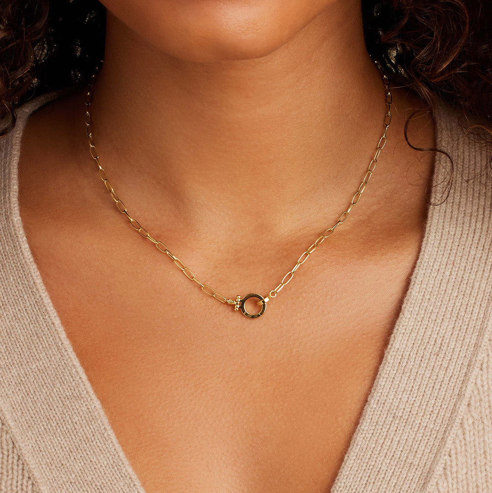 gorjana Parker Mini Necklace in gold, styled