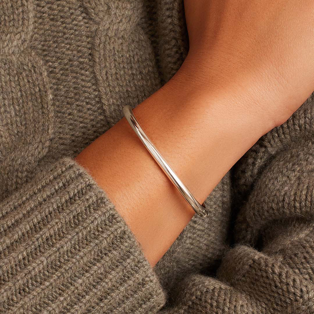 gorjana Paseo Cuff in silver, worn on wrist