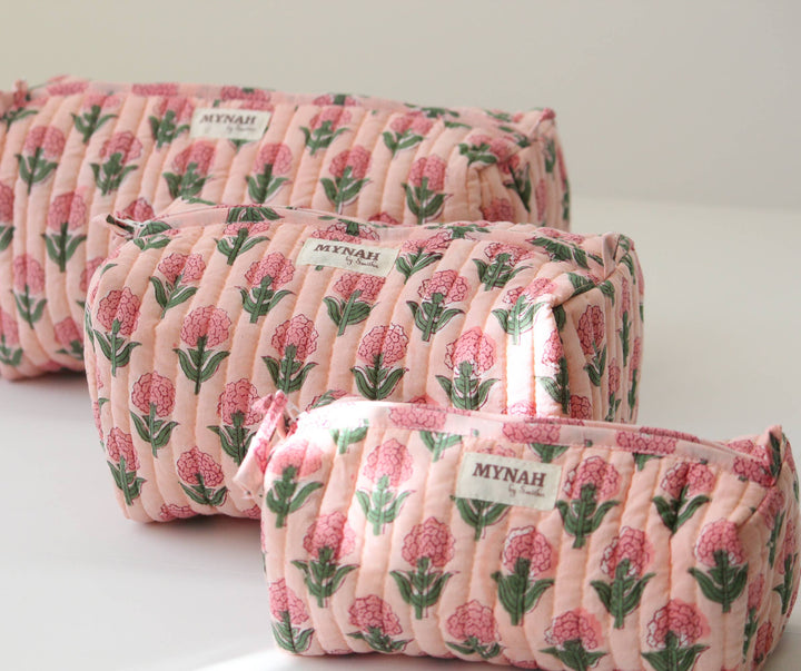 Blush marigold print travel/makeup/organizer/bag - Large