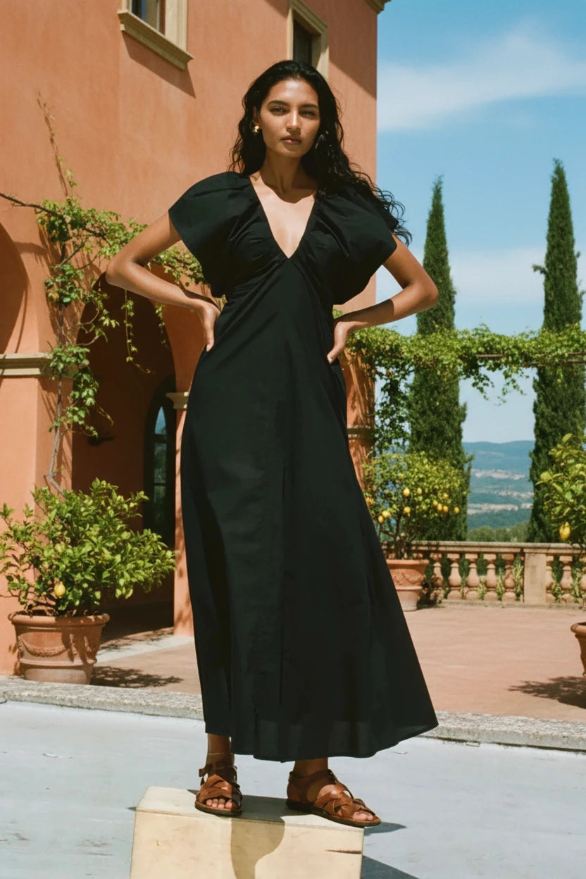 Coastal Poplin Bondhi Dress - Black