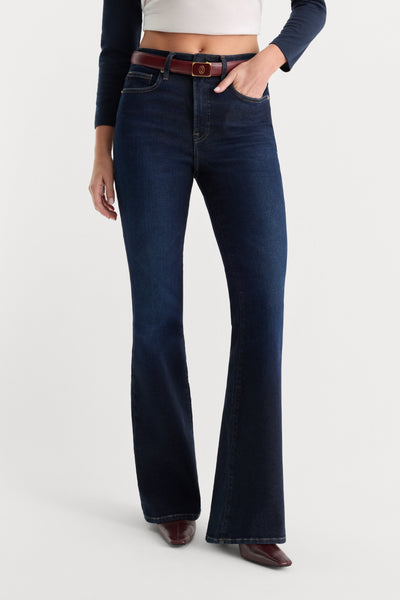 Soft Tech Good Legs Flare in Indigo 1308, back view