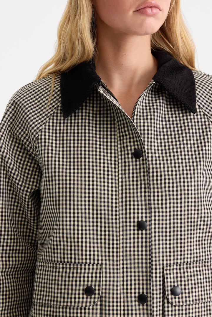 The Heritage Jacket in Black Check, back view