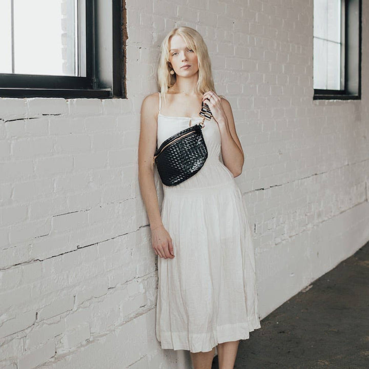 Keara Woven Bum Bag  - Black