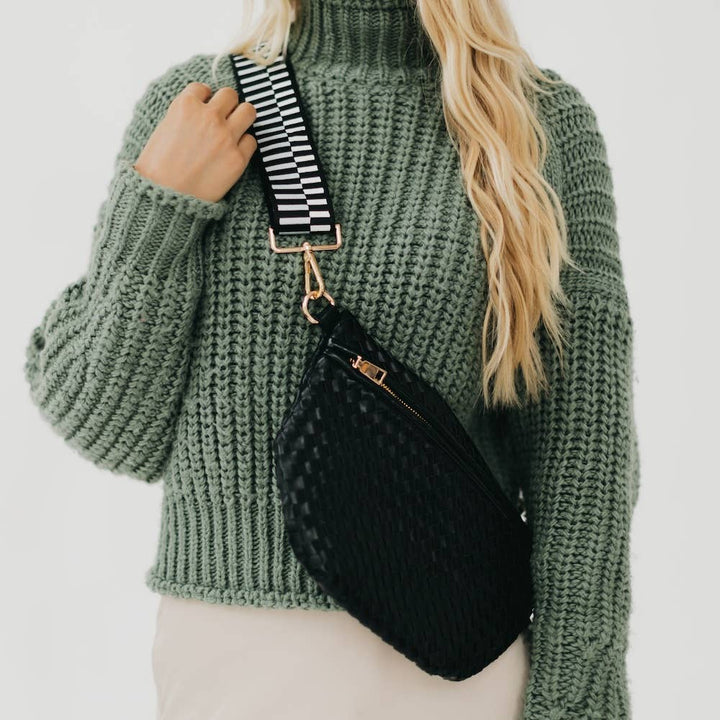 Keara Woven Bum Bag  - Black