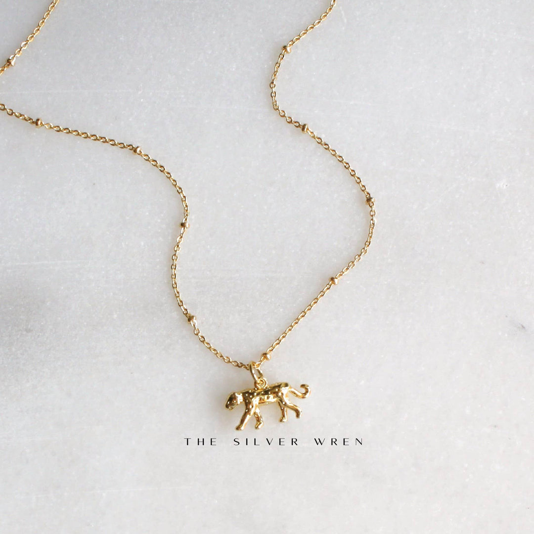 Gold Leopard Pendant Necklace: 16 inch