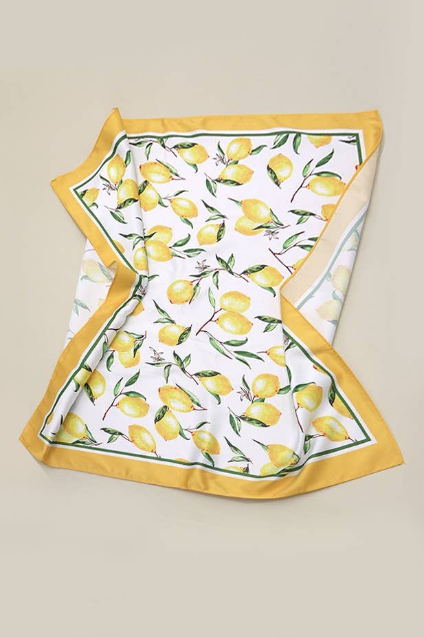 Lemon Silky Feel Bandana Scarf - Lemon