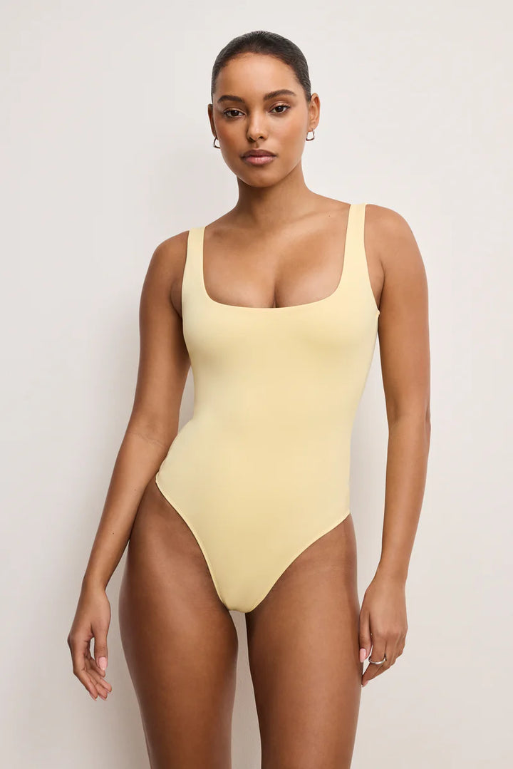 Scuba Modern Tank Bodysuit - Pale Yellow