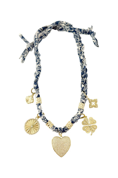 Taryn Multi Charm Bandana Scarf Necklace