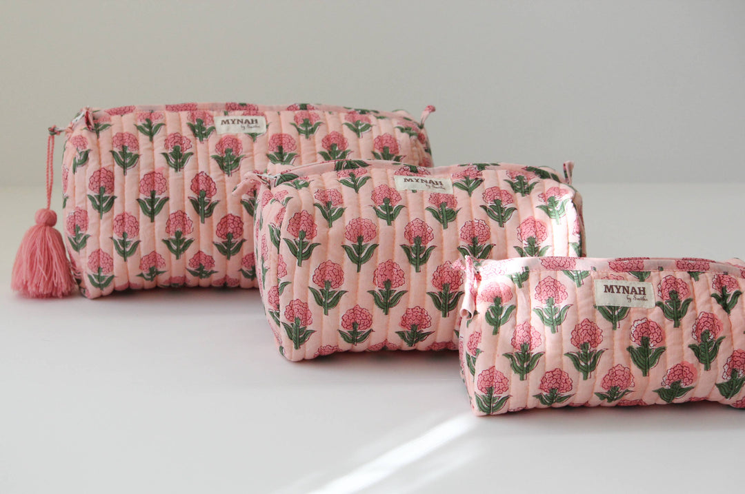 Blush marigold print travel/makeup/organizer/bag - Large