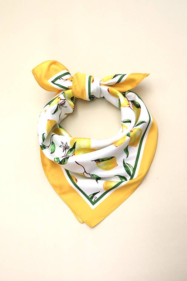 Lemon Silky Feel Bandana Scarf - Lemon
