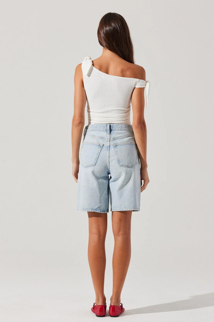 Lora Textured Off Shoulder Top - White