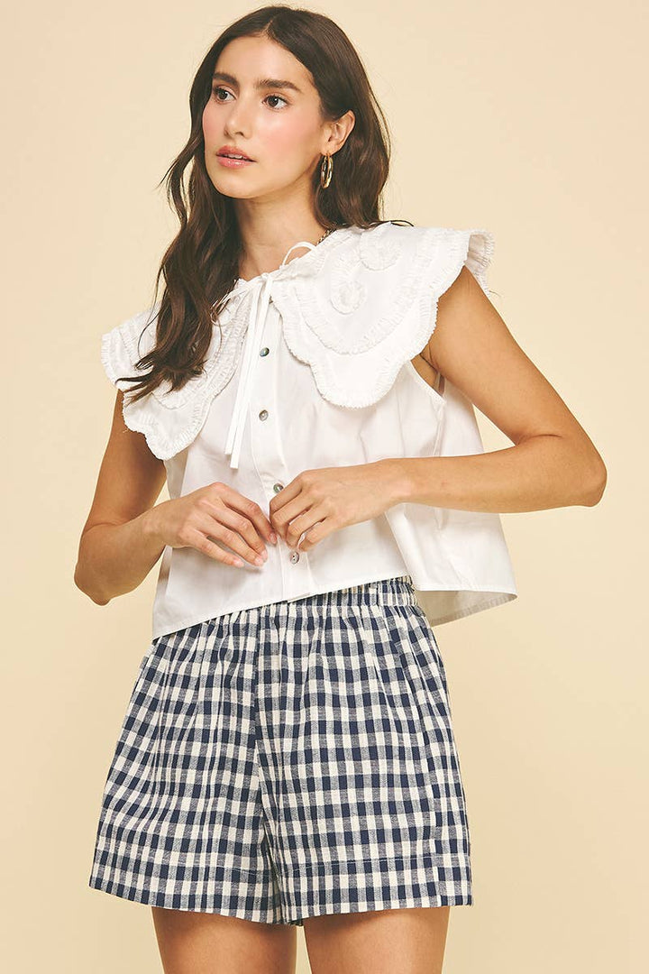 Julia Embroidered Collar Shirt - White