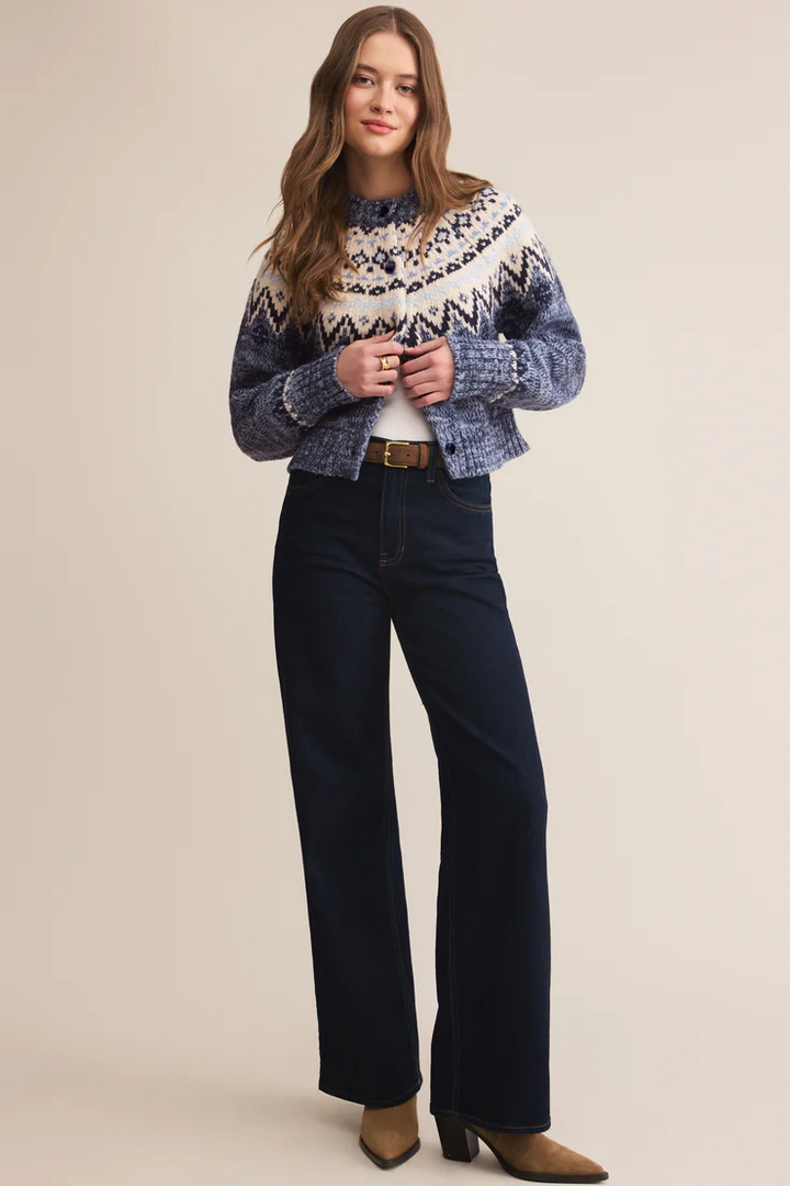 North Sea Fair Isle Cardigan - Blue Velvet Heather